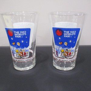 Pair of Vintage 1982 Worlds Fair Glasses Knoxville Tennessee Excellent Condition